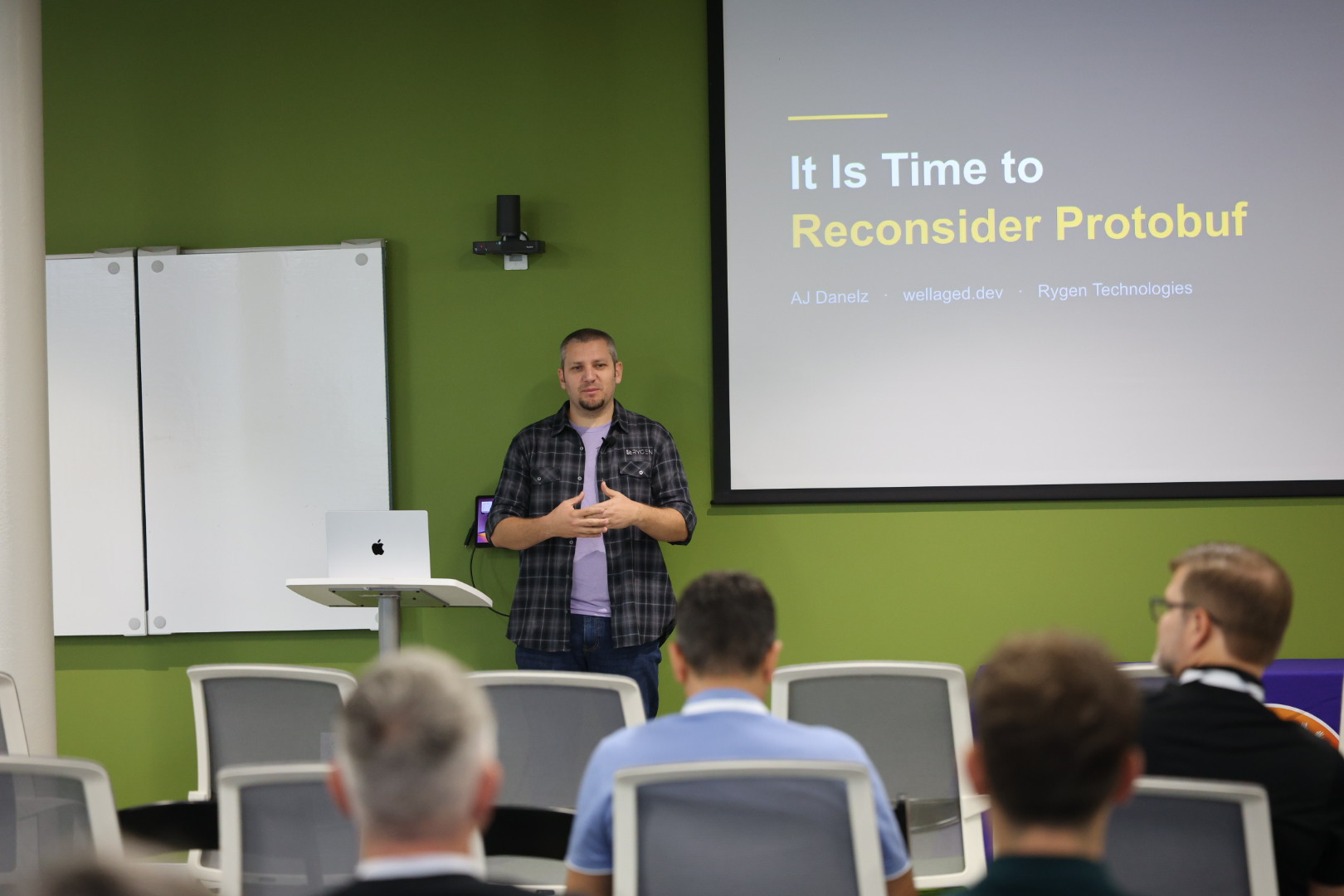 AJ Danelz speaking at the 2026 Carolina Code Conference