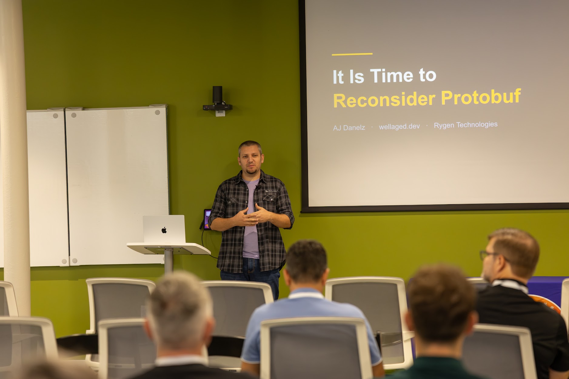 AJ Danelz speaking at the 2026 Carolina Code Conference