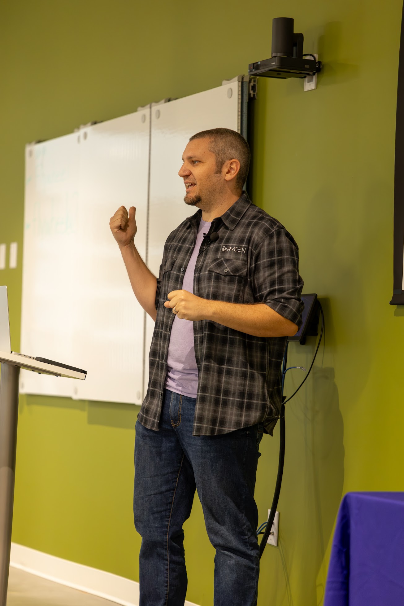AJ Danelz speaking at the 2026 Carolina Code Conference