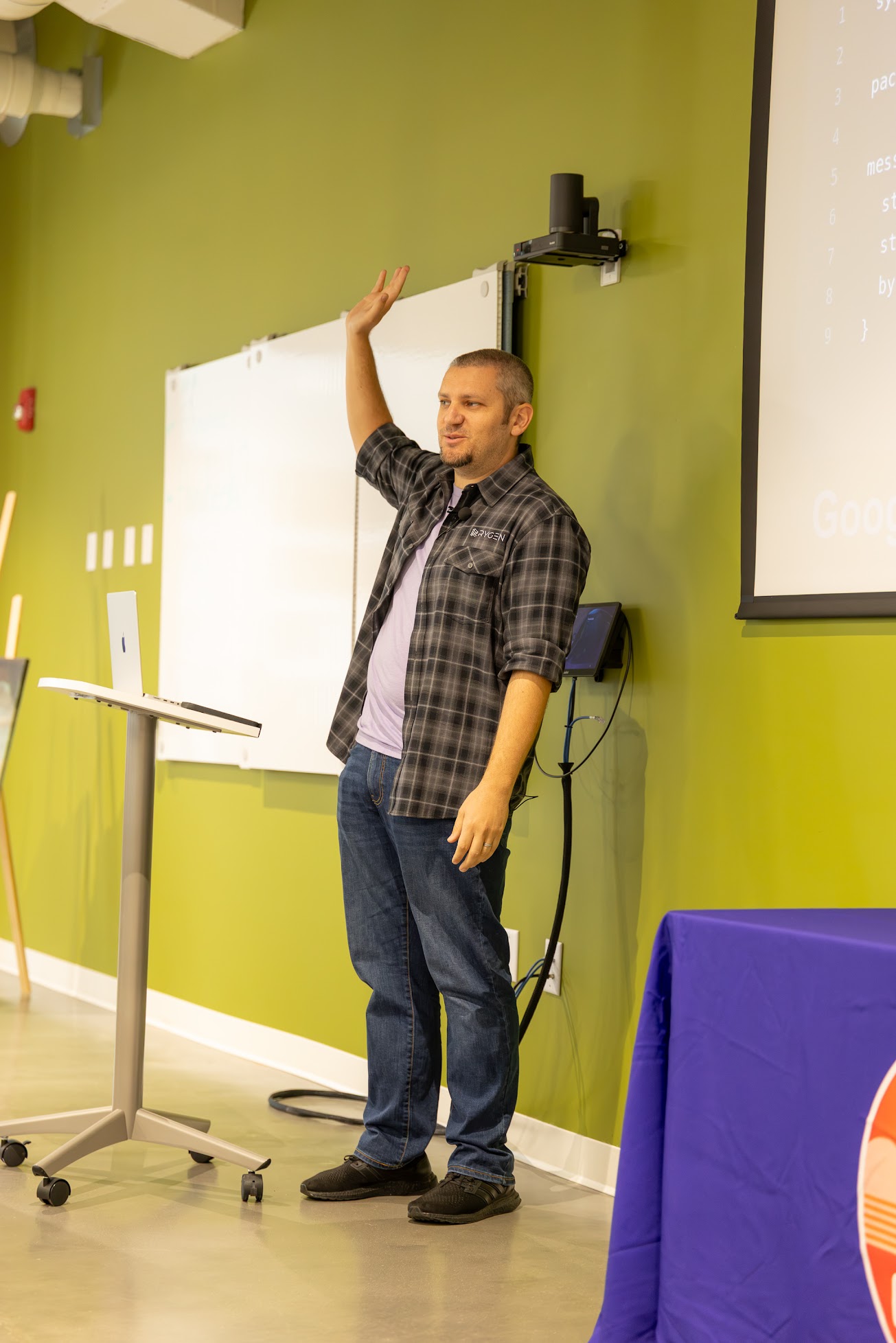 AJ Danelz speaking at the 2026 Carolina Code Conference