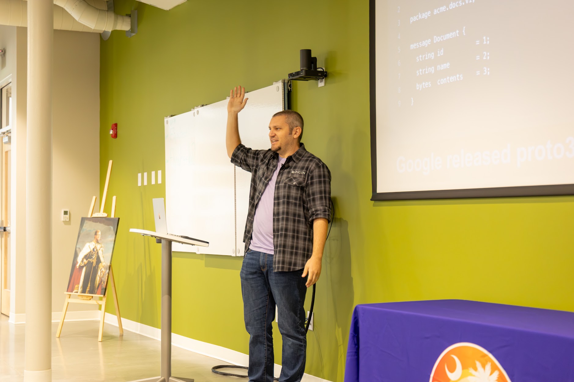AJ Danelz speaking at the 2026 Carolina Code Conference