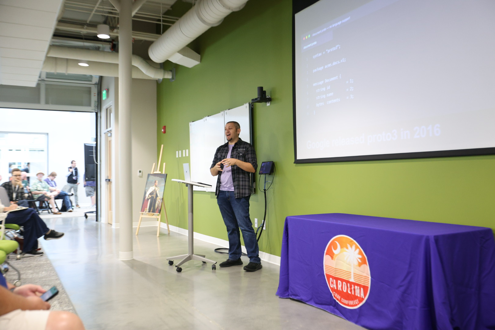 AJ Danelz speaking at the 2026 Carolina Code Conference