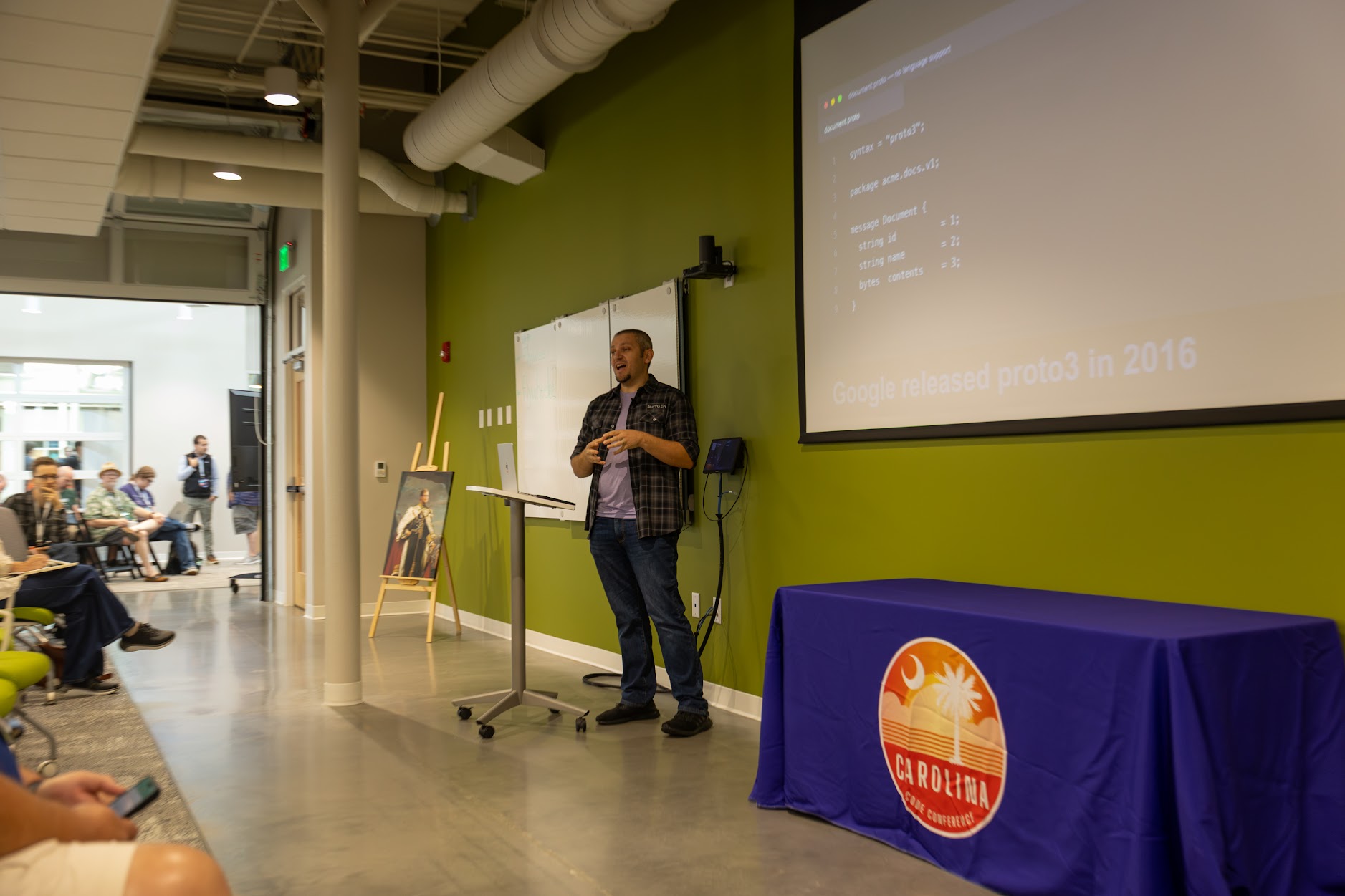 AJ Danelz speaking at the 2026 Carolina Code Conference