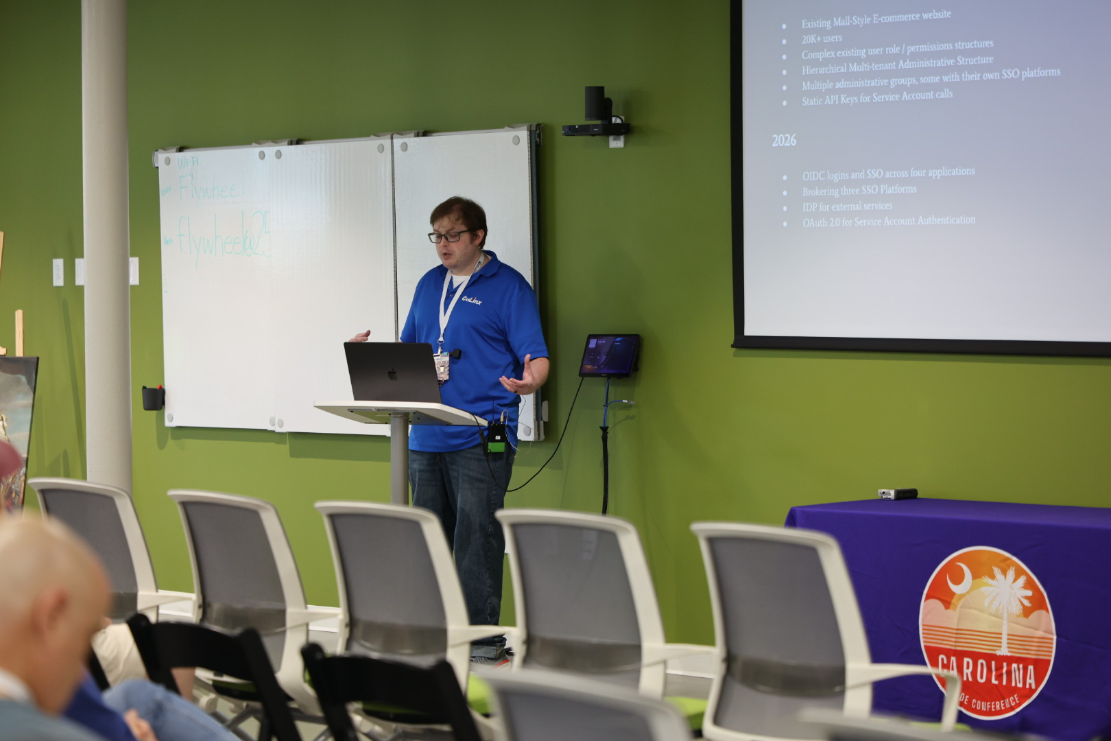 Benjamin Overcash speaking at the 2026 Carolina Code Conference