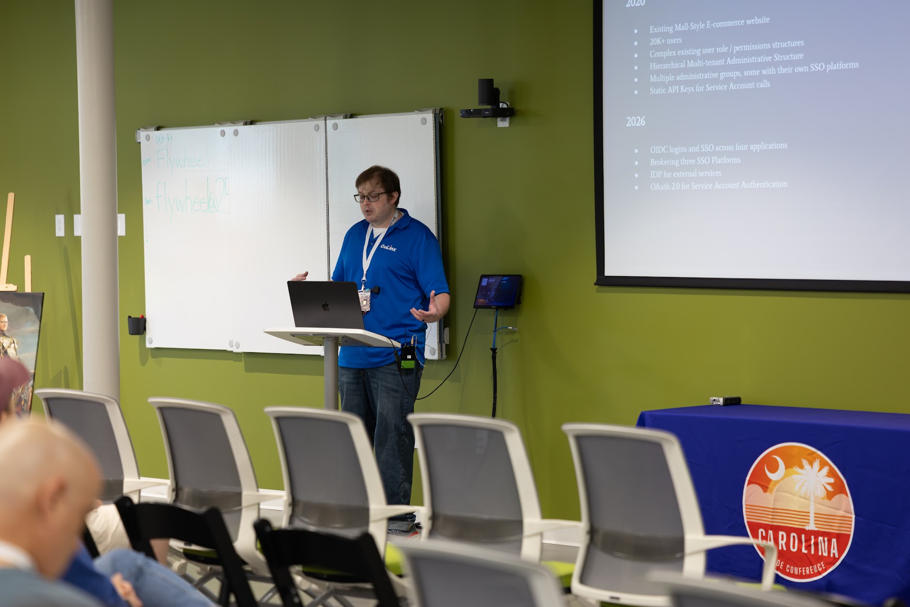 Benjamin Overcash speaking at the 2026 Carolina Code Conference