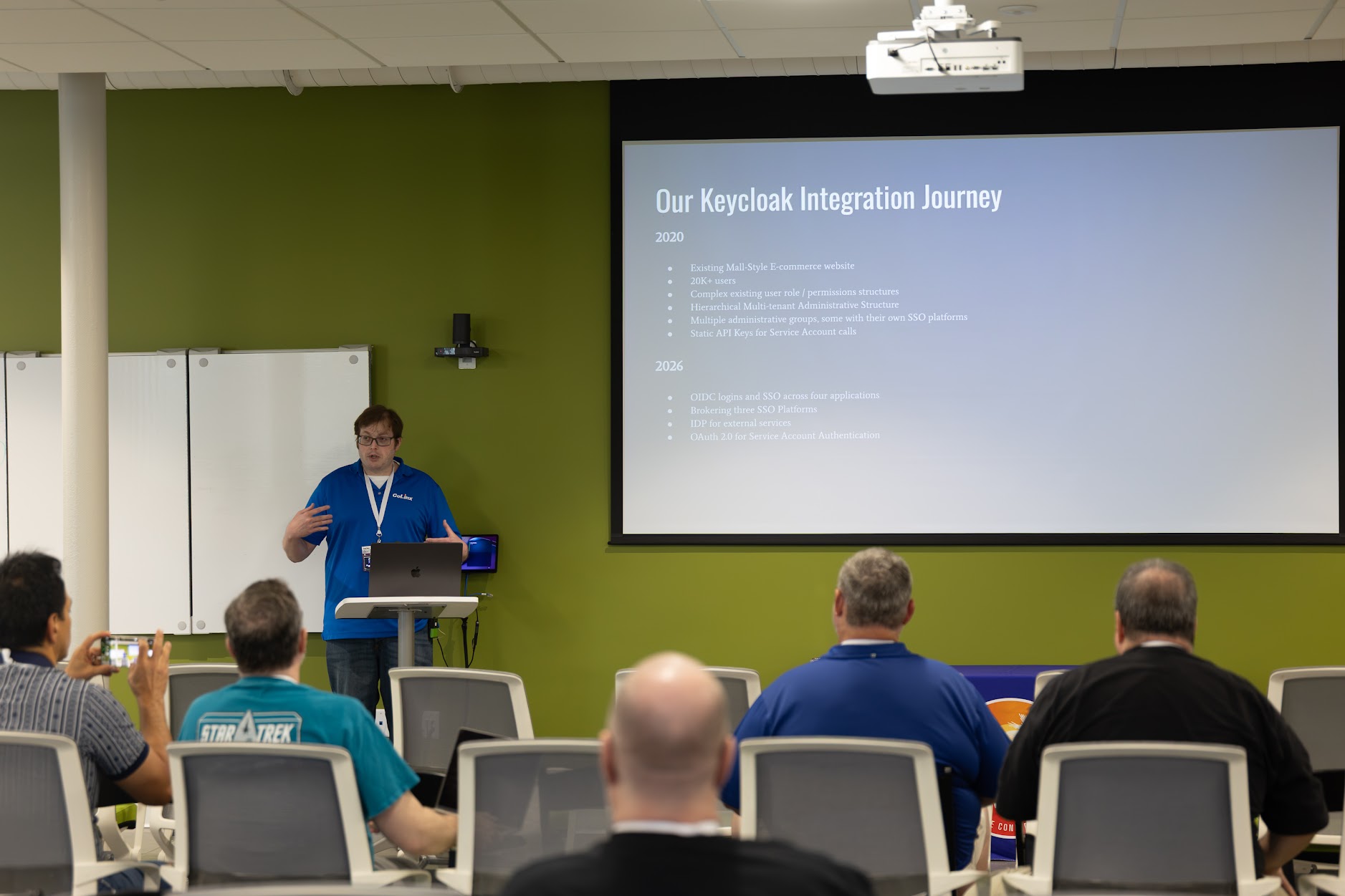 Benjamin Overcash speaking at the 2026 Carolina Code Conference