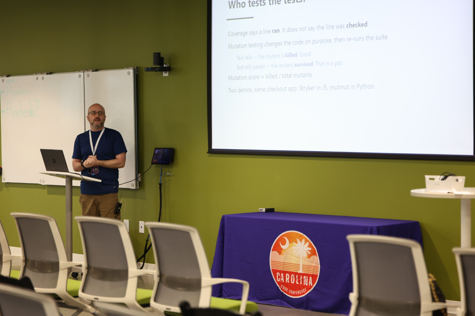 David Mackey speaking at the 2026 Carolina Code Conference