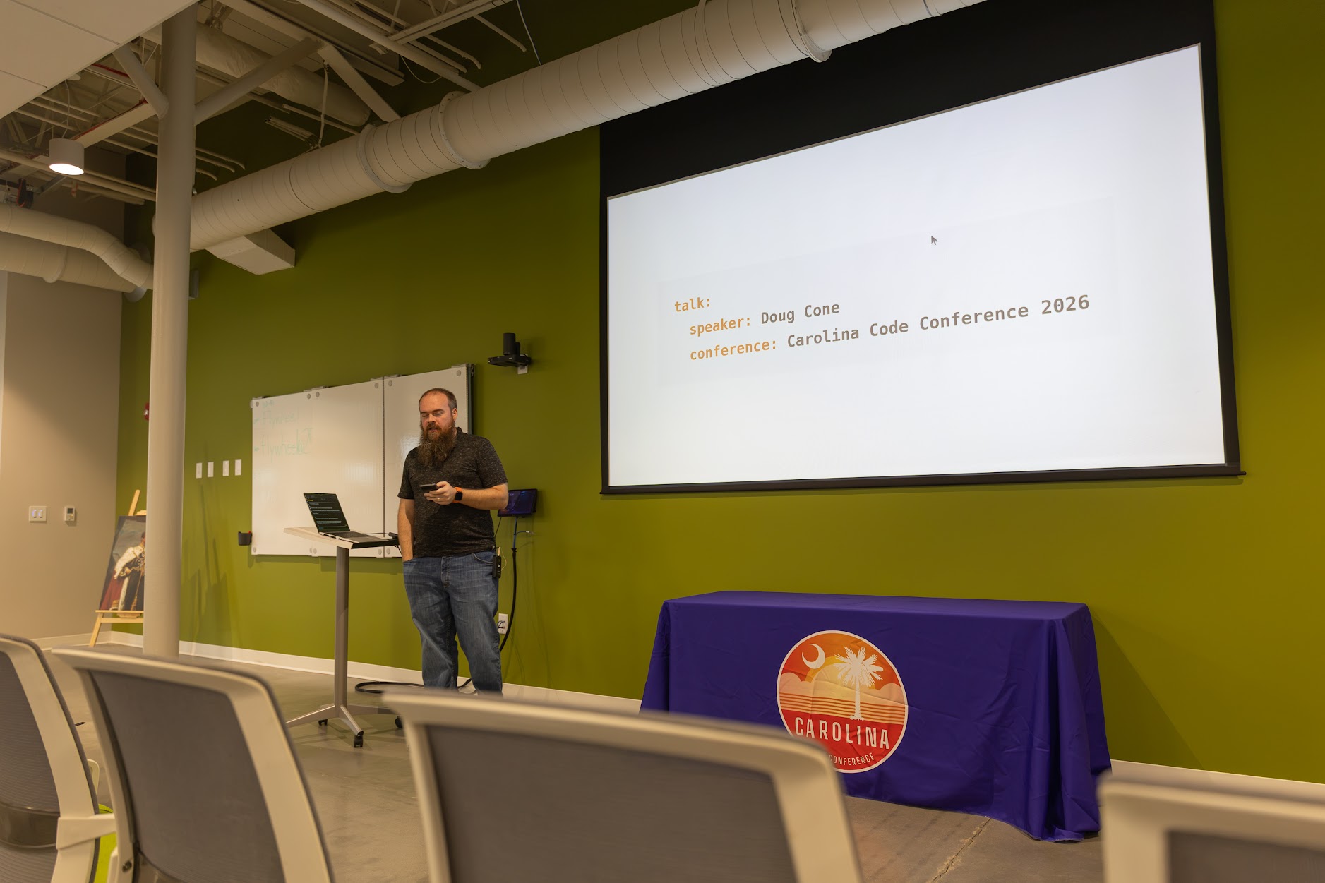 Doug Cone speaking at the 2026 Carolina Code Conference