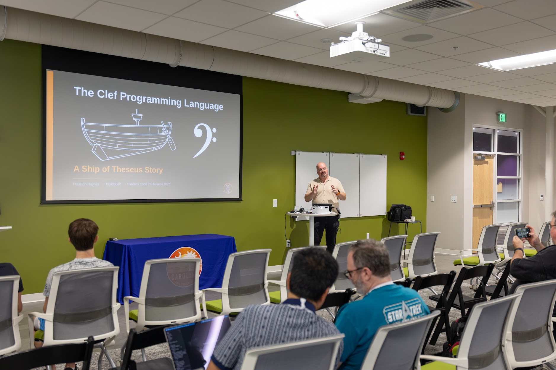 Houston Haynes speaking at the 2026 Carolina Code Conference