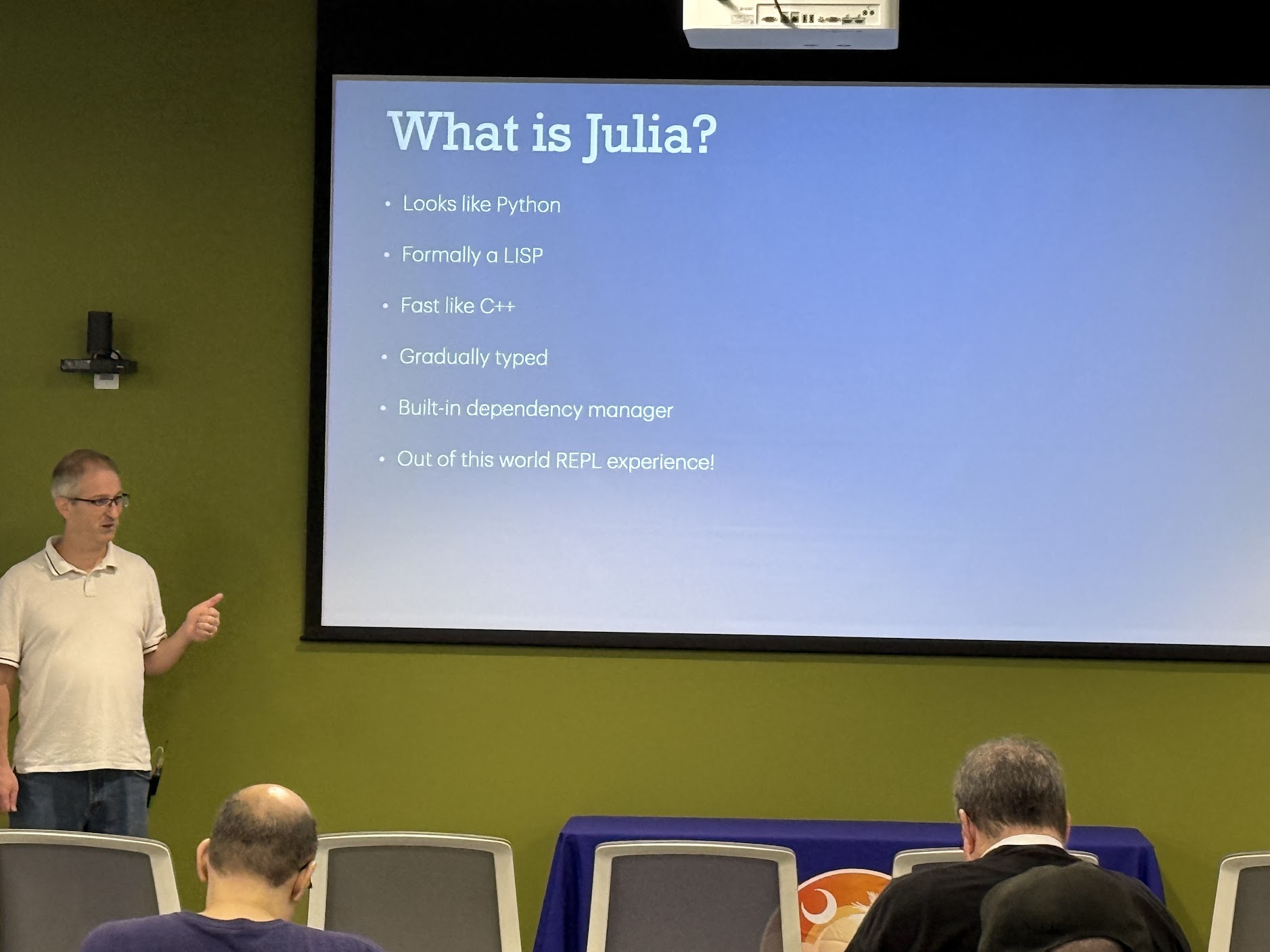 Joshua Ballanco speaking at the 2026 Carolina Code Conference