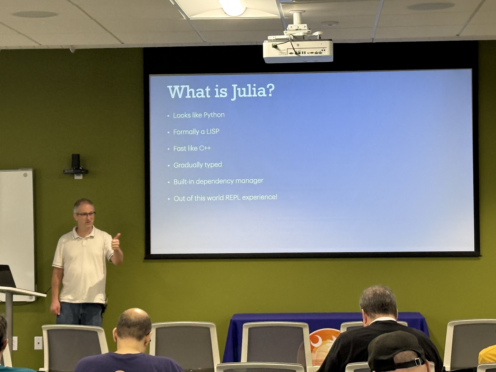 Joshua Ballanco speaking at the 2026 Carolina Code Conference