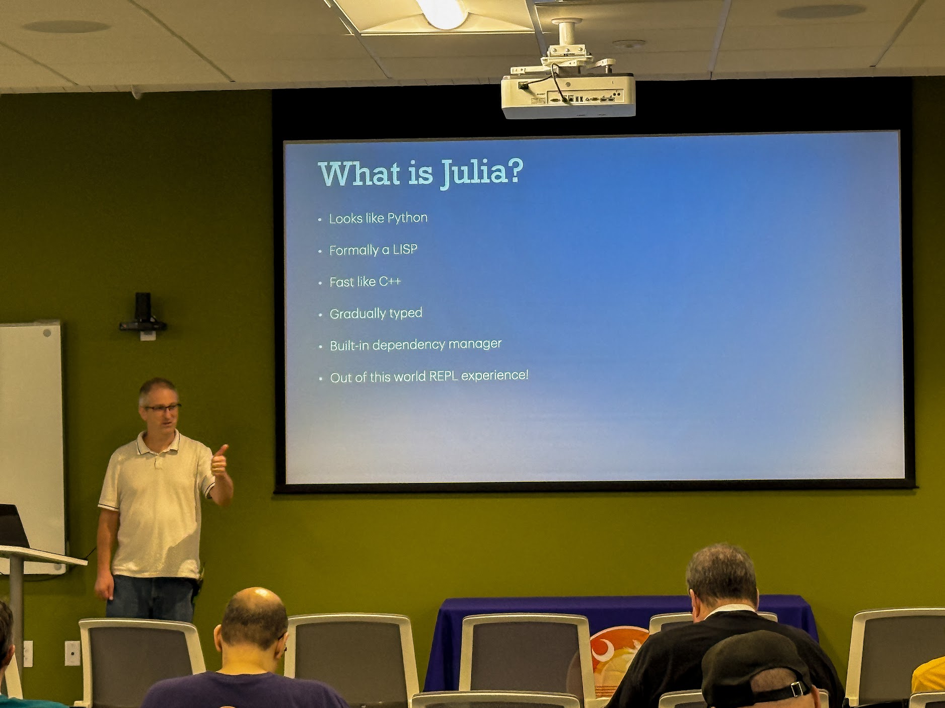 Joshua Ballanco speaking at the 2026 Carolina Code Conference
