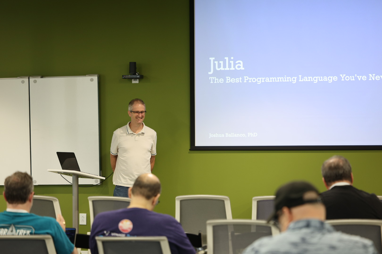 Joshua Ballanco speaking at the 2026 Carolina Code Conference