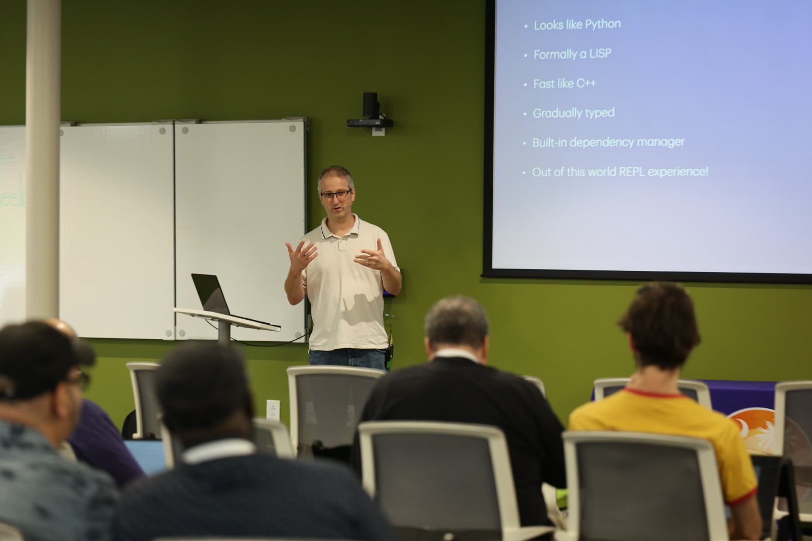Joshua Ballanco speaking at the 2026 Carolina Code Conference