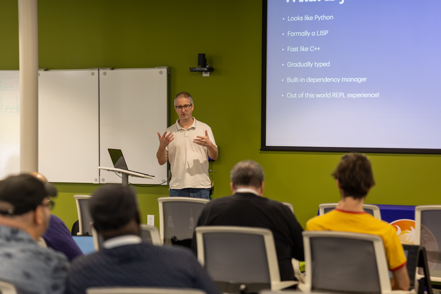 Joshua Ballanco speaking at the 2026 Carolina Code Conference