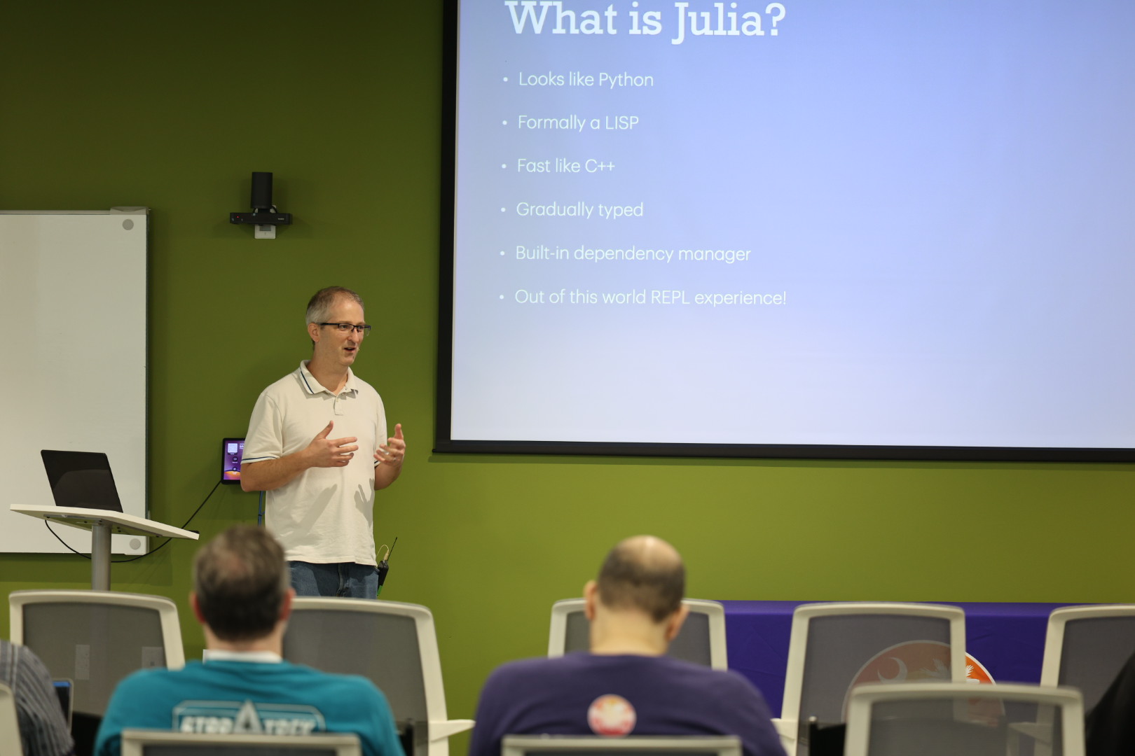 Joshua Ballanco speaking at the 2026 Carolina Code Conference