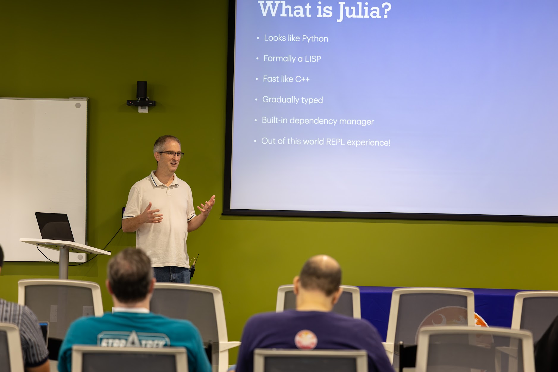 Joshua Ballanco speaking at the 2026 Carolina Code Conference