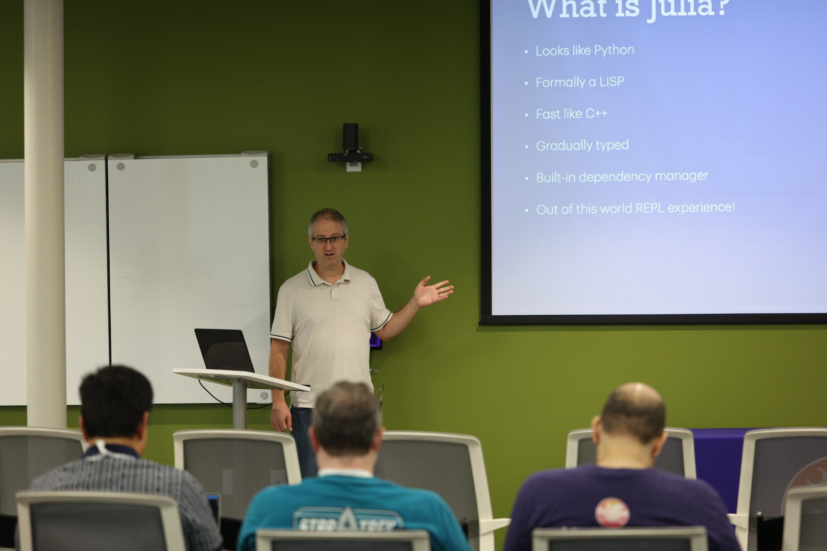 Joshua Ballanco speaking at the 2026 Carolina Code Conference