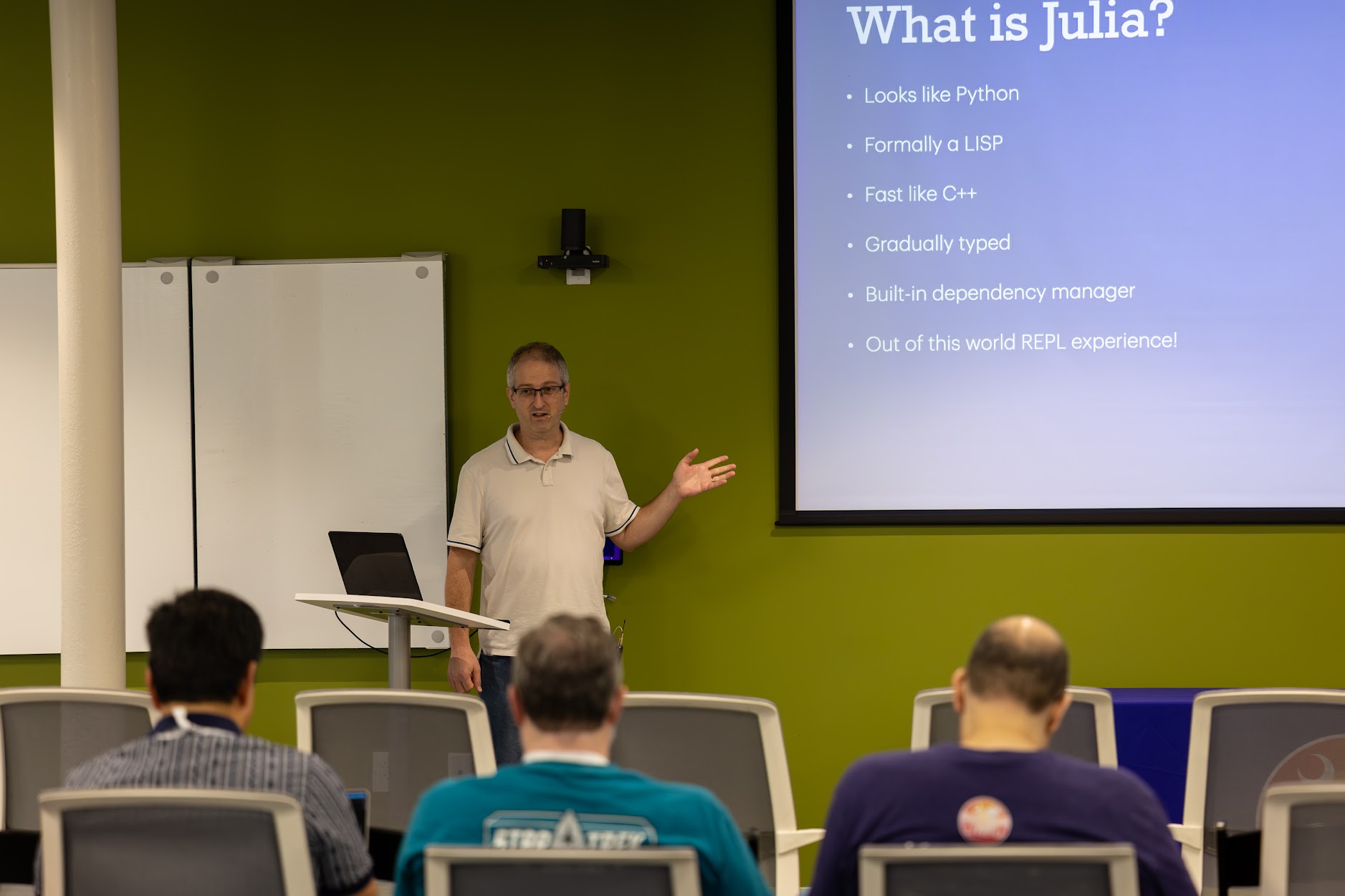Joshua Ballanco speaking at the 2026 Carolina Code Conference