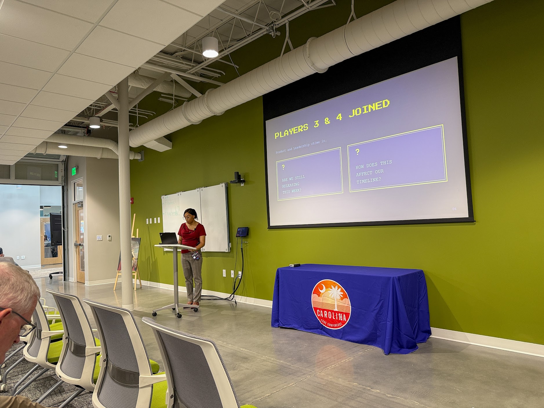 Neviar Rawlinson speaking at the 2026 Carolina Code Conference