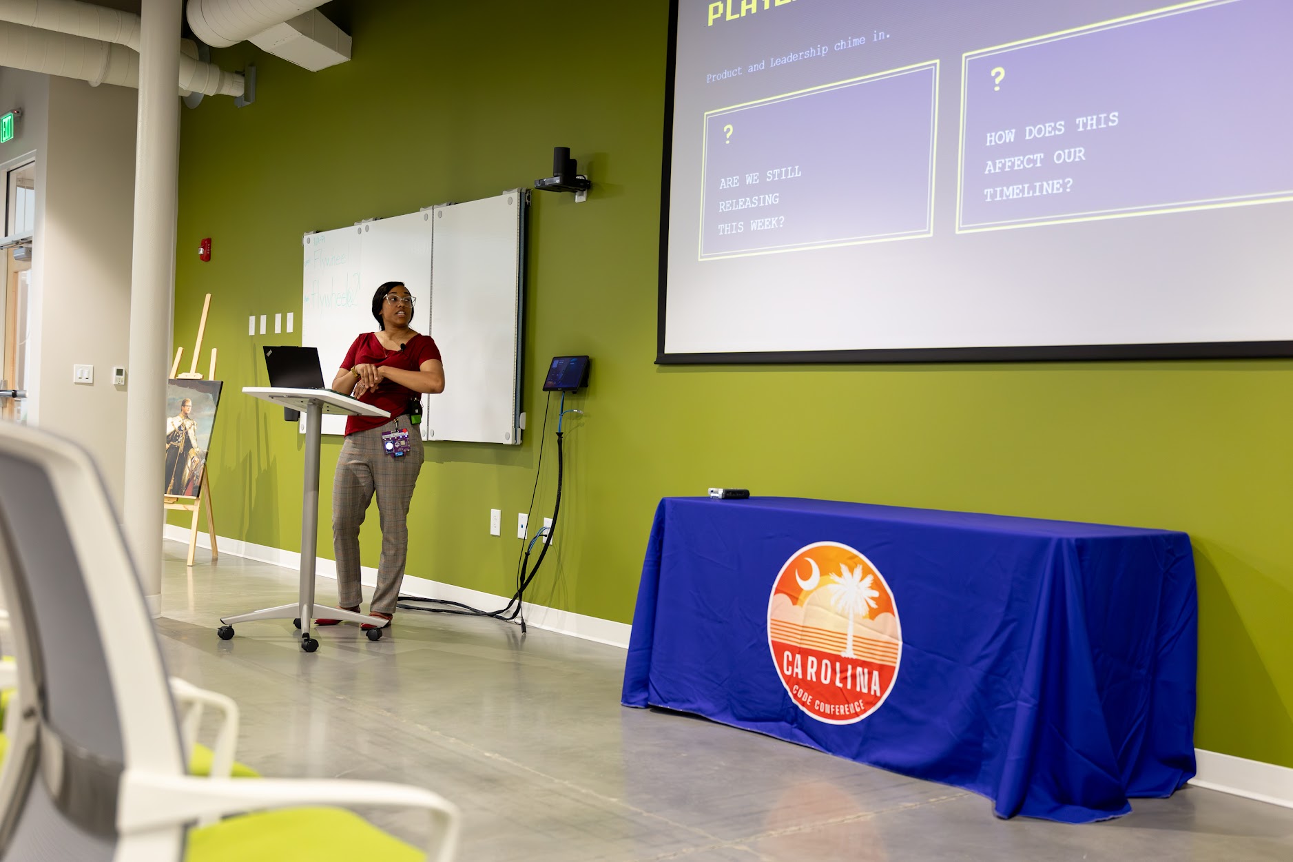 Neviar Rawlinson speaking at the 2026 Carolina Code Conference