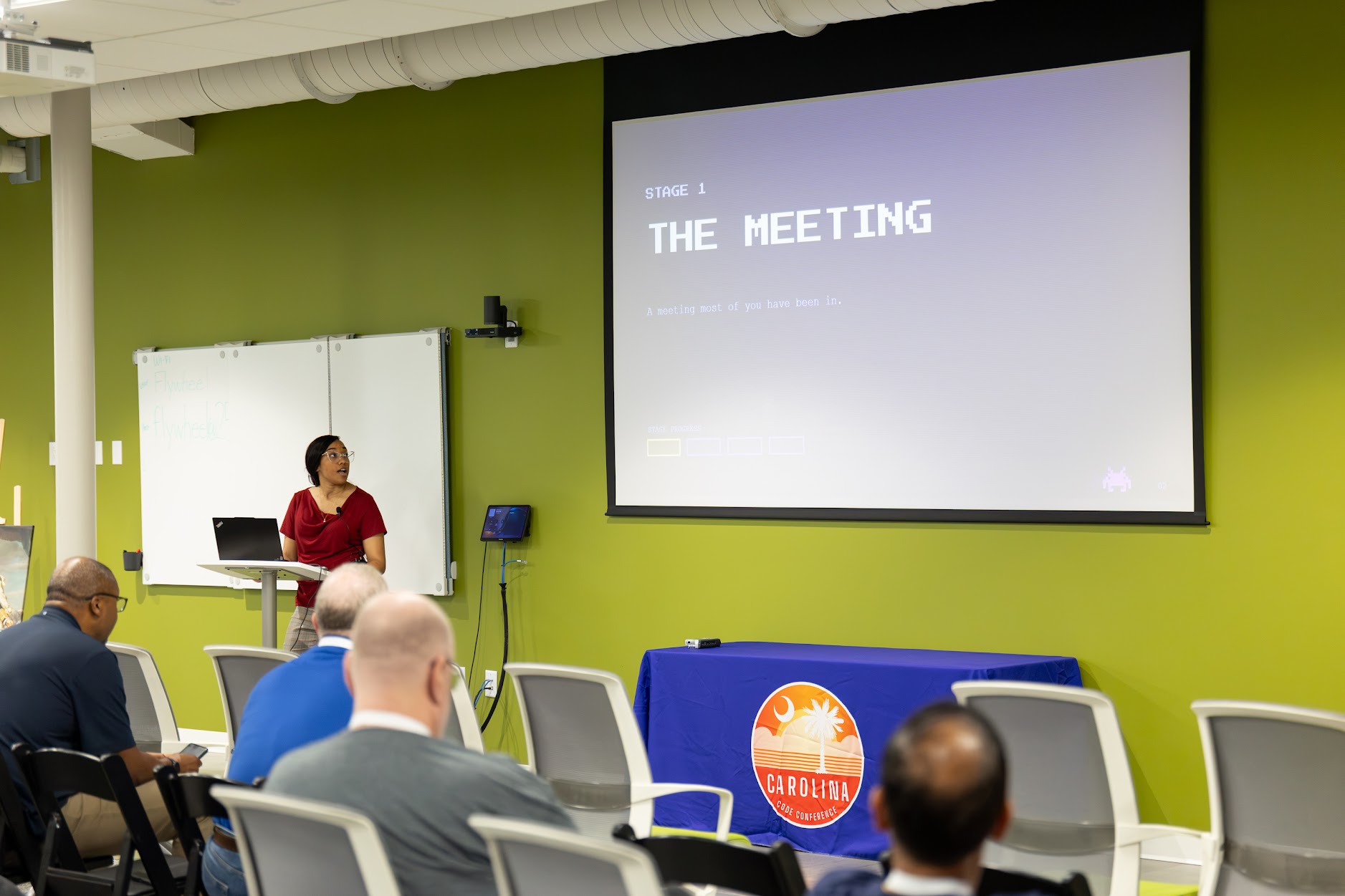 Neviar Rawlinson speaking at the 2026 Carolina Code Conference