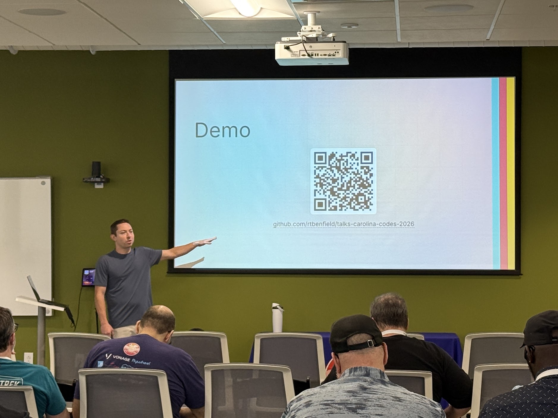 Tyler Benfield speaking at the 2026 Carolina Code Conference