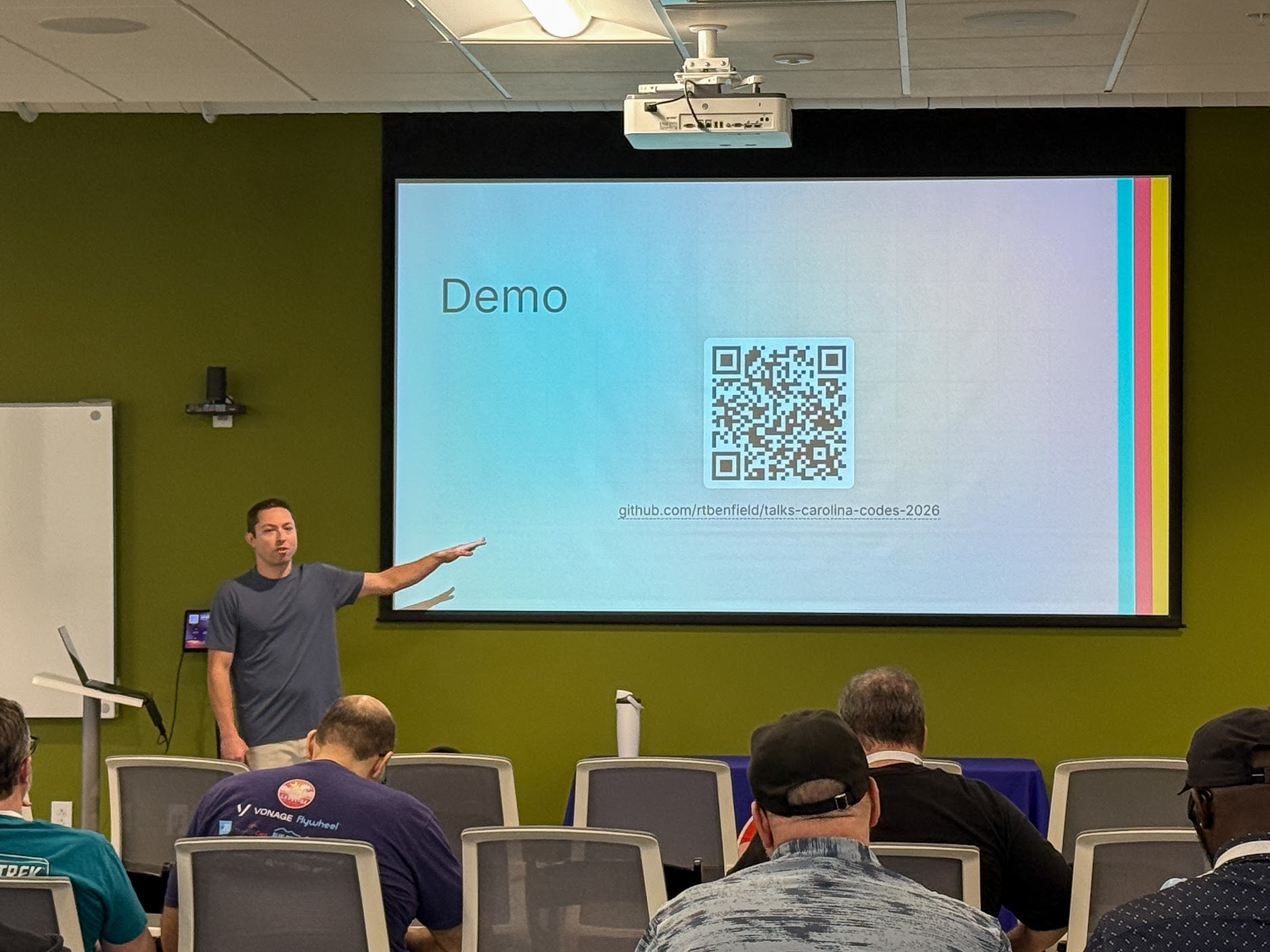 Tyler Benfield speaking at the 2026 Carolina Code Conference