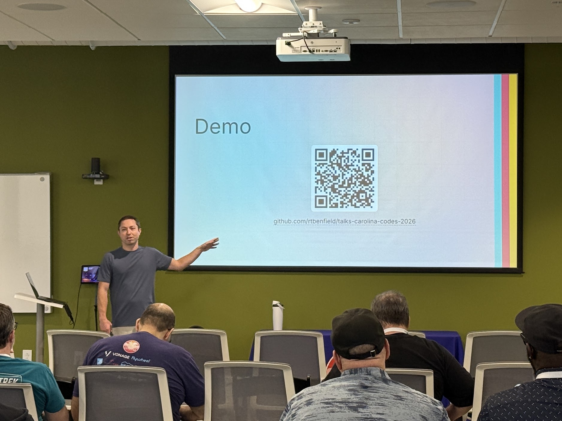 Tyler Benfield speaking at the 2026 Carolina Code Conference