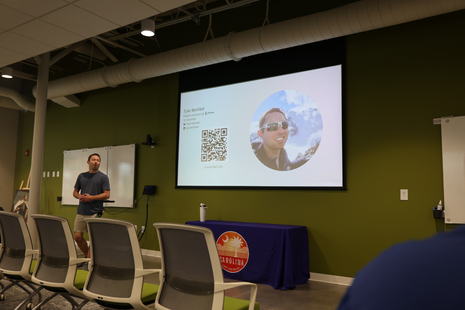 Tyler Benfield speaking at the 2026 Carolina Code Conference