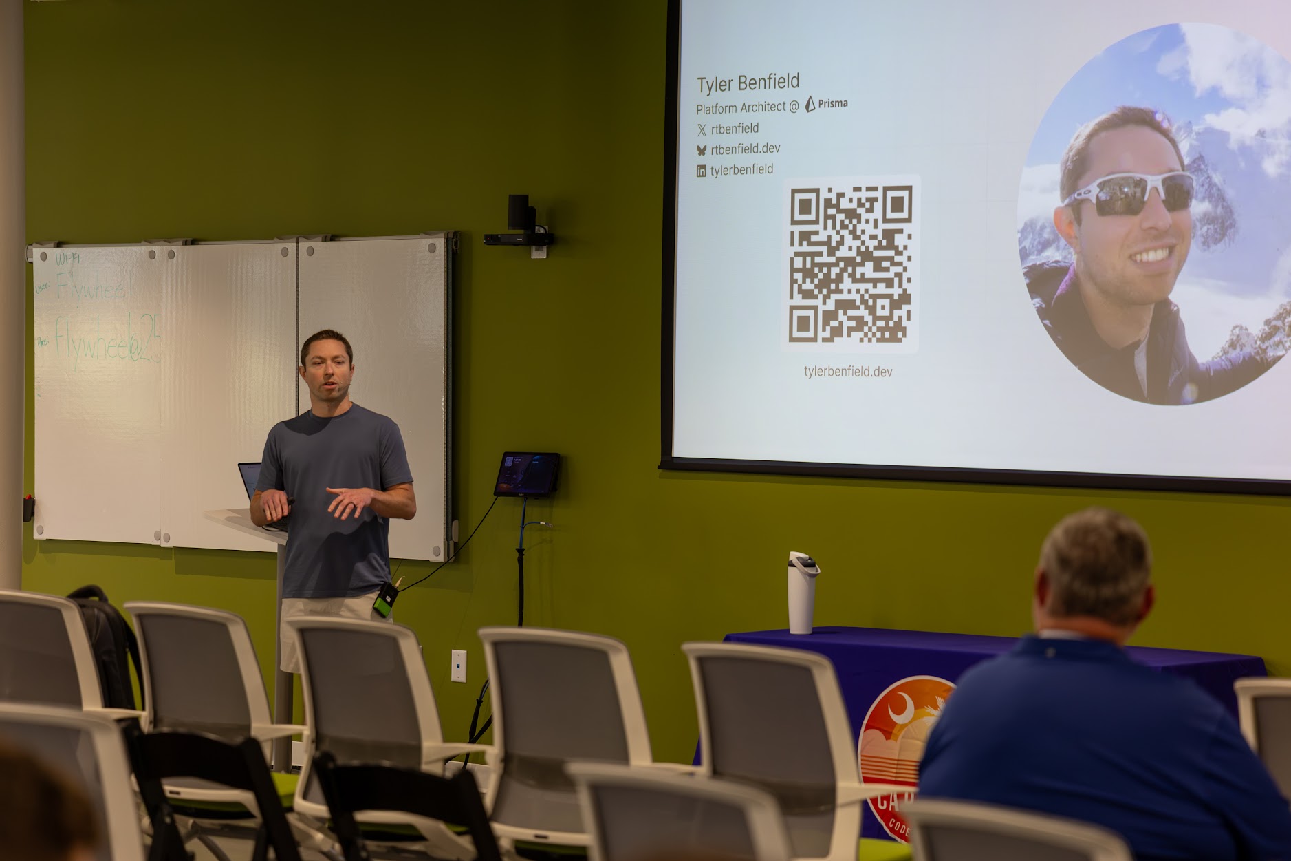 Tyler Benfield speaking at the 2026 Carolina Code Conference
